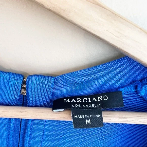 MARCIANO royal blue bandage dress size medium bodycon with sleeves - Picture 5 of 14